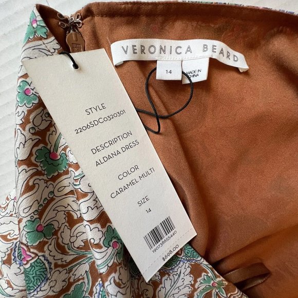 Veronica Beard Sz 14 Aldana Ruched Paisley Midi-Dress NWT $698 - Picture 9 of 16